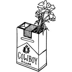 a drawing of a flower in a box with the word cowboy kleener on it