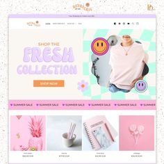 the fresh collection website is displayed on a computer screen, with an image of a woman's face