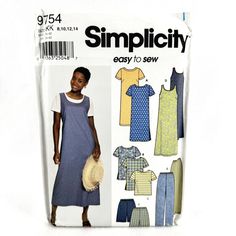 an image of a woman's dress and hat sewing pattern in the style of simpleity