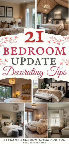 the collage shows different types of bedroom decor