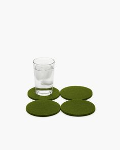 Bierfilzl Merino Wool Felt Round Coaster Solid 4 Pack | Graf Lantz Graf Lantz, Wool Felt Coasters, Wool Coasters, Modern Heritage, Loden Green, Felt Coasters, Conscious Consumer, Minimalist Kitchen, Earth Friendly