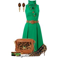 "Body Shape" by mssgibbs on Polyvore Outfits Con Verde, Brown Leather Purse, Dress Leopard, Brown Shoulder Bag, Classy Casual Outfits, Fashion Design Clothes, Body Shape, Classy Dress