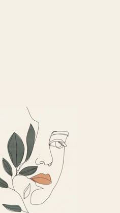 a drawing of a woman's face with leaves on it