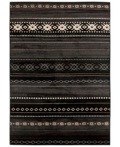 a black and white rug with different patterns on the front, side and back sides