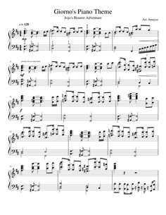 the piano sheet for gioro's piano theme, with notes and notations