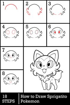 step by step drawing instructions for how to draw a cute cartoon character from the pokemon movie