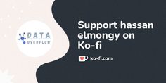 the words support hassann elmony on ko - fi in white and black