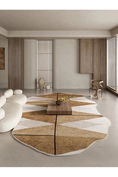 a living room filled with white furniture and lots of pillows on top of the floor