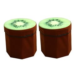 two brown and green boxes with kiwi slices on them