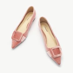 Square Buckle Velvet Flats (Aida) | C.Paravano Iconic Prints, Pointed Flats Shoes, Festival Shoes, Velvet Flats, Chic Flats, Heel Grips, Classy Shoes, Chunky Earrings, Women Flats