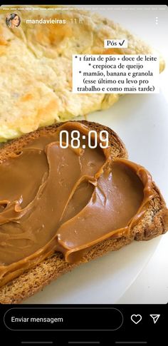 the peanut butter spread is on top of toasted bread and has chocolate spread over it