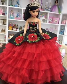 24 Personalized Quinceanera Doll Dress Custom made Doll | Etsy Red And Black Mexican Quinceanera Dresses, Red Charro Dress Quince, Mariachi Quinceanera Dress, Quince Doll, Quinceanera Dolls Red, Quince Charro Dresses Quincedresses.com, Red Charro Quinceanera Dress Quincedresses.com, Charro Quince, Red Quinceanera Ideas