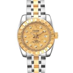 Photo of Tudor Classic Date Steel Yellow Gold Diamond Ladies Watch 22013 Crystal Champagne, Breitling Navitimer