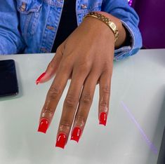 Short Bling Acrylic Nails, Drippy Nails, Nails Coffin Short, Short Red Nails, Red Ombre Nails, Sophisticated Nails, Red Gel Nails, Perfect Eyebrow, Tapered Square Nails