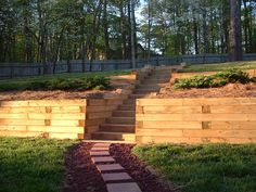 the steps are made out of wooden boards