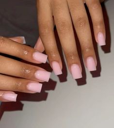 Plain Tips Nails, One Color Nails Simple Short, Single Color Square Nails, Nails One Color Simple Classy, Plain Pink Acrylic Nails Short, Plain Short Square Nails, Acrylic Nails Ideas Plain Color, Baby Pink Nails Black Women, Back To School Nails 8th Grade