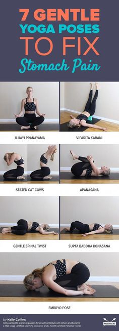 a woman doing yoga poses to fix stomach pain