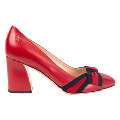 100% authentic Gucci Aline block-heel pumps in red leather featuring classic grosgrain Gucci Web bow detail. Brand new. Come with dust bag. Imprinted Size 39 Shoe Size 39 Inside Sole 26cm (10.1in) Width 8cm (3.1in) Heel 8cm (3.1in) All our listings include only the listed item unless otherwise specified in the description above. Gucci Heels, Block Heel Pumps, Pumps Shoes, Heels & Wedges, Shoe Closet, Heel Pumps, Boot Sandals, Bow Detail, Dress Codes