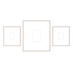 three squares are shown in the middle of a white wall