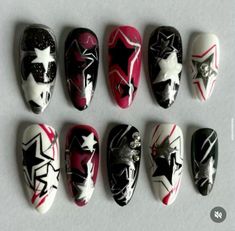 Designs For Short Nails, Punk Nails, Cute Simple Nails, Gothic Nails, Goth Nails, Grunge Nails, Dope Nail Designs, Pretty Gel Nails