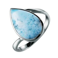 Larimar Ocean Mist Ring Ring Island by Koa Nani 5 Pave Jewelry, Ocean Mist, Customizable Jewelry, Teardrop Ring, Silver Diamonds, Birthstone Jewelry, 925 Sterling Silver Ring, Always Be, Rhodium Plated