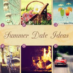 a collage of photos with the words summer date ideas on it and pictures of different things