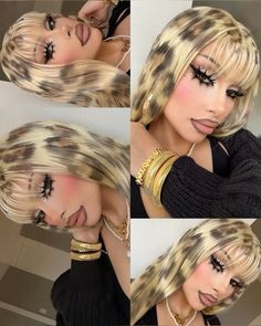 Leopard hair inspo, leopard wig inspo, makeup inspo, bratzdoll makeup inspo #bratzdollmakeup Liquid Contour, Exotic Hairstyles, Best Hairstyles For Women, Leopard Print Hair, Leopard Hair, Sassy Pants, Liquid Blush, The Best Hairstyles, Pretty Hair Color