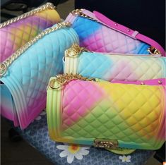 New fashion 5 Colors Pastel Grid Jelly Bag sold by Dream castle on Storenvy Colorful Purse, Rainbow Purses, Dream Castle, Jelly Purse, Colorful Handbags, Jelly Bag, Colorful Bags, Rainbow Swirl, Cross Bag