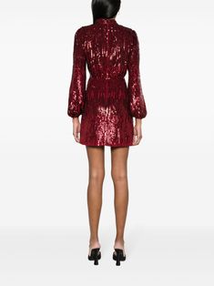 Rixo Samantha Sequinned Minidress - Farfetch Winter Knee-length Sequined Mini Dress, Chic Contrast Sequin Mini Dress For Fall, Fall Date Night Sequin Mini Dress, Fall Mini Sequin Dress For Date Night, Fall Date Night Mini Sequin Dress, Long Sleeve Sequin Dress For Cocktail Events In Fall, Embellished Sequin Dress For Fall Date Night, Long Sleeve Sequin Cocktail Dress For Fall, Formal Mini-length Sequin Dress For Fall