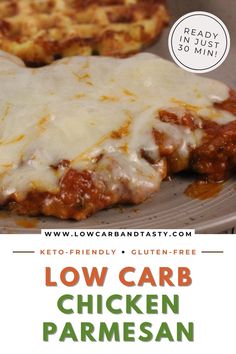 low carb chicken parmesan pizza on a plate