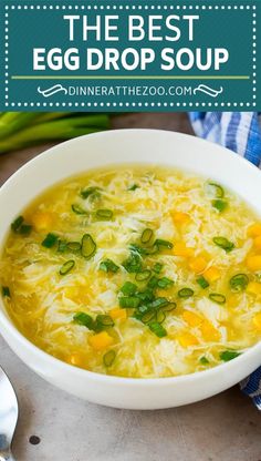 the best egg drop soup in a white bowl