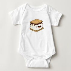 Cute Kawaii Smore Baby Bodysuit, Infant Unisex, Size: Newborn, White Campfire Smores, S Alphabet, Personalized Baby Clothes, Idea Style, Kawaii Gifts, Baby Shower Fun, S Mores, Consumer Products, Letter S