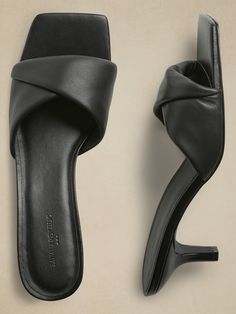 Kitten Heel Sandal | Banana Republic Factory Short Heels, Square Toe Sandals, Kitten Heel Sandals, Slip On Sandal, Banana Republic, Warm Weather, Heeled Mules, Mule Shoe, Kitten Heels