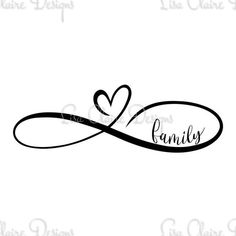 the word family with a heart on it and an image of a ribbon in the shape of a heart