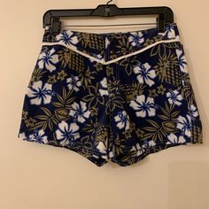 Very Soft. Never Worn. Has Buttons And Velcro Closure. I Recommend Everything To Be Washed. This Is Not A Non-Smoking Home And I Don’t Have Any Control Over It And Some Items Are Coming Out Of Storage. Casual High Waist Swim Trunks For Beach, Casual High-waist Swim Trunks For Beach, Retro Blue Bottoms For Poolside, Casual Blue High-waisted Swim Shorts, Retro High-waisted Beach Shorts, Retro Floral Print Bottoms For Vacation, High Waist Fitted Swim Trunks, Casual High Waist Fitted Swim Trunks, Casual High-waist Fitted Swim Trunks