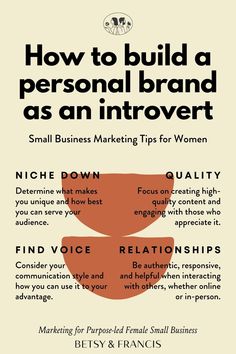 Building a personal brand as an introvert can feel overwhelming, but it's still possible to establish a strong online presence and make connections with others. Here are some tips: How To Build Connections, Build A Personal Brand, Personal Branding Tips, Creating A Personal Brand, How To Build A Brand, Small Biz Ideas, Personal Brand Instagram, Aesthetics Branding, Personal Branding Strategy