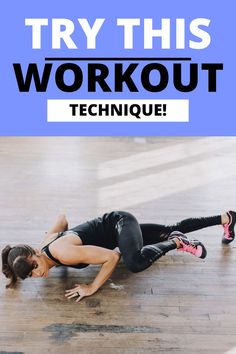 a woman doing an exercise on the floor with text overlay that reads try this workout technique