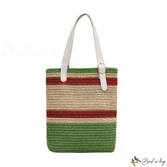 Bird in Bag - Fashion straw bag new handheld straw bag fashion large capacity shoulder crossbody female bags Green Straw Bag With Large Capacity For Vacation, Green Straw Bag For Shopping, Green Straw Bag With Adjustable Strap For Shopping, Green Large Capacity Straw Bag For Vacation, Summer Green Handheld Straw Bag, Green Tote Straw Bag With Adjustable Strap, Trendy Green Large Capacity Straw Bag, Green Straw Crochet Tote Bag, Green Straw Shoulder Bag For Beach Season