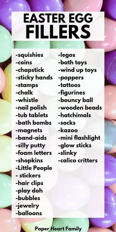 an easter egg filler list with eggs