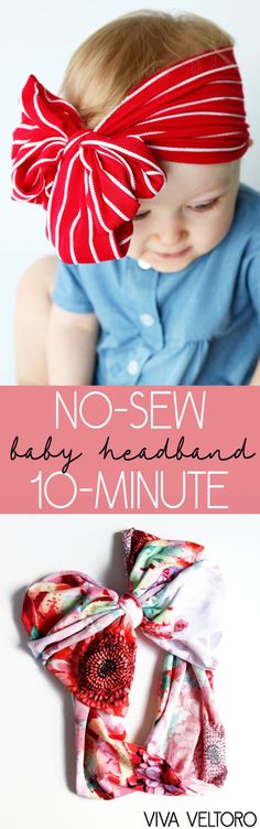 NO sewing necessary! This DIY baby headband tutorial will show you how to make adorable knit headbands! No Sew Baby, Make Baby Headbands, Diy Baby Bows, Baby Diy Sewing, Sewing Headbands, Headband Diy, Sew Baby, Diy Baby Headbands