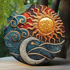 Sun Moon and Stars Metal Sign Celestial Art-MoonChildWorld Sun And Moon Decor, Moon Home Decor, Moon Wall Decor, Celestial Decor, Goddess Decor, Moon Wall Art, Moon Decor, Moon Garden, Celestial Art