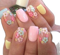 49 Beautiful Spring Nail Art Designs #nailart #nails Floral Spring Nails Short, Easy Diy Flower Nail Art, Preppy Summer Nails Almond, The Summer I Turned Pretty Nails, Cowboy Nails, Florida Nails, Easter Nail Designs, Valentine Nails, Aesthetic Nails