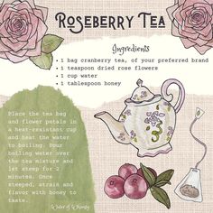 a tea bag with roses and other items on it