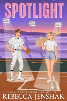 a baseball player and a woman standing on a field with the words spotlight above them