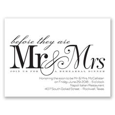 a wedding card with the words, please they are mr and mrs in black ink