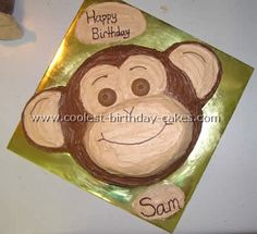 a birthday cake made to look like a monkey