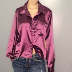 Inv H Nwt Smoke Free Home See Photo For Materials Sz Xl Color Purple Tweed Top, Women Shirt, Color Purple, Button Down Shirts, Button Down Shirt, Womens Shirts, Womens Tops, Purple, Long Sleeve