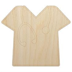 an unfinished wooden cutout of a t - shirt with headphones on the front