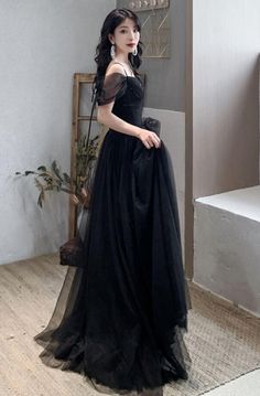 Black Long Dress Elegant Classy, Black Long Prom Dresses, Long Black Dress Formal, Off Shoulder Evening Dress, Prom Dresses Black, Black Off Shoulder, Black Dress Formal, Black Formal, Trendy Dress