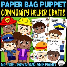 paper bag puppet community help crafts for kids to use on the back of a book